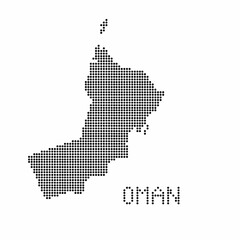 Fototapeta na wymiar Oman map with grunge texture in dot style. Abstract vector illustration of a country map with halftone effect for infographic. 
