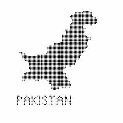 Pakistan map with grunge texture in dot style. Abstract vector illustration of a country map with halftone effect for infographic. 