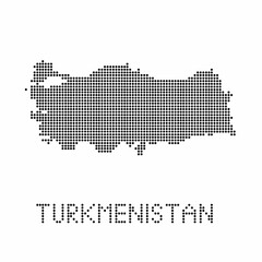 Turkmenistan map with grunge texture in dot style. Abstract vector illustration of a country map with halftone effect for infographic. 