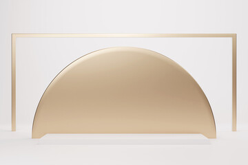 3d rendering luxury white pedestal creative arch podium and modern geometry on white background for product display mockup background