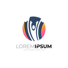 Earth logo and people design combination, circle icons