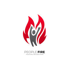 People logo and fire design combination, simple style