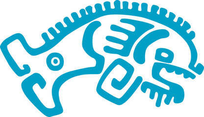 Aztec icon of fish animal mayan calendar symbol