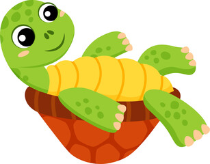 Cartoon smiling turtle cute little tortoise animal