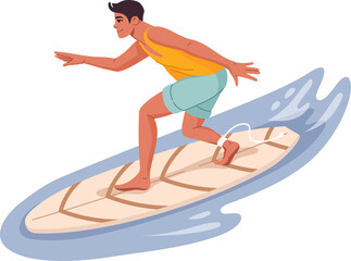 Man surfing on sea waves, young surfer on board