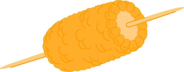 Grilled corn on skewer isolated fastfood snack