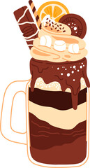 Cocktail shake drink of chocolate and marshmallow
