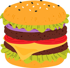 Cheeseburger fastfood snack isolated tasty burger