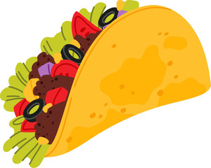 Filled tortilla fastfood with meat and vegetables