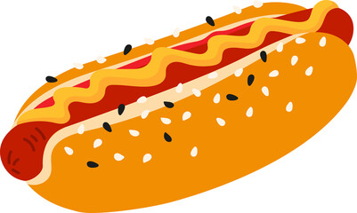 Bun with sausage isolated hotdog fastfood snack