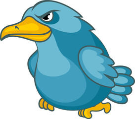 Angry bluebird isolated blue fowl cartoon bird