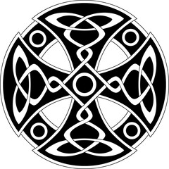 Vintage celtic wheel cross with knots isolated - obrazy, fototapety, plakaty