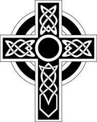 Fototapeta Ringed celtic cross isolated Irish heraldry mascot obraz