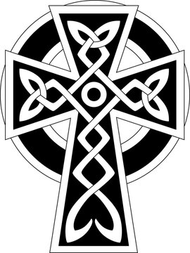 Celtic wheel cross with triquetra, knots isolated
