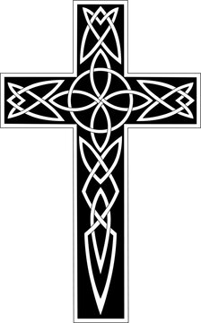 Heraldic cross, gothic ornamental knots isolated