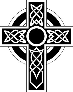 Ringed celtic cross isolated Irish heraldry mascot