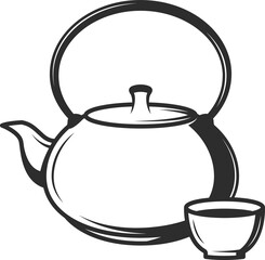 Obraz premium Chinese tea ceremony, teapot and cup of hot drink