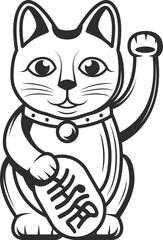 Fototapeta na wymiar Lucky cat isolated Maneki Neko Japan Talisman Icon