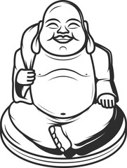 Naklejka premium Fat Buddha isolated Chinese buddhist monk statue