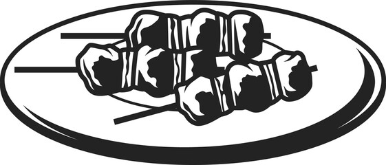 Japanese cuisine food isolated yakitori on plate