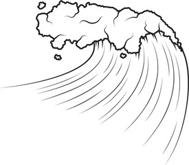 Japanese harbor wave isolated tsunami splash icon