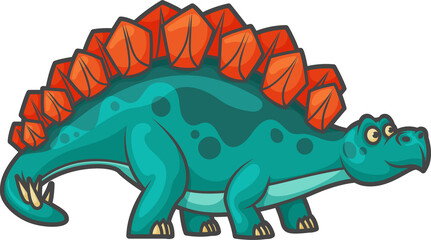 Cartoon stegosaurus lizard animal isolate dinosaur