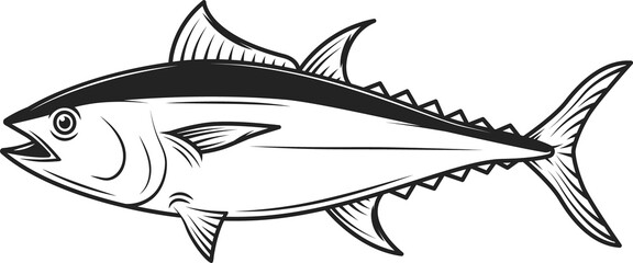 Bluefin tunny isolated saltwater fish, tuna icon
