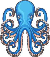 Blue octopus isolate eight-limbed mollusc Octopoda