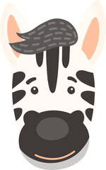 Striped zebra face mask isolated cartoon horse