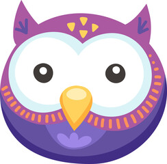Owl face head mask isolated cartoon bird