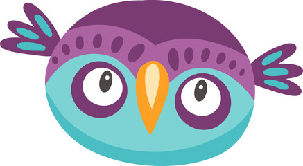 Eagle-owl funny face mask isolated cartoon head