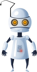 Obraz na płótnie Canvas Cyborg kids toy isolated robot humanoid, antenna