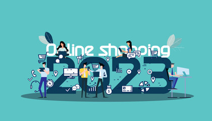 Obraz premium idea and concept think Creativity modern 2023 Happy New Year posters set. Design templates with logo 2023 for celebration and season decoration. minimalistic trendy backgrounds