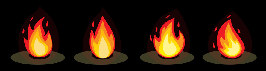 4 fire vector models / Ai Illustrator