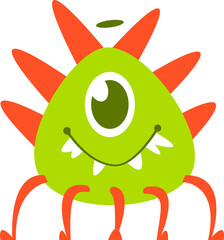 Green comic monster, beast character personage