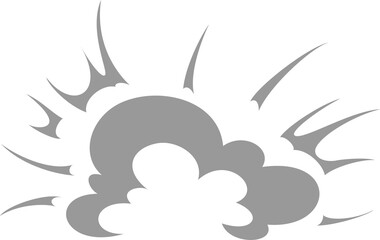 Comic burst cloud, cartoon bomb explosion on grey