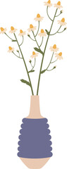 Decorative vase yellow field flowers, floral decor