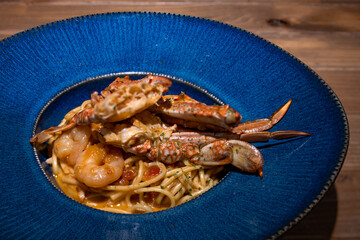 渡り蟹と海老のクリームパスタ