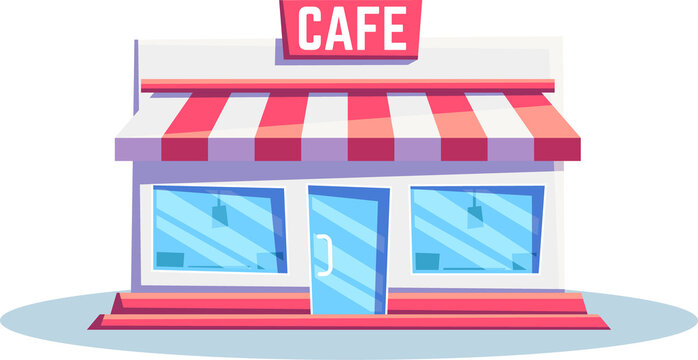 Cafe building exterior design, local bistro diner