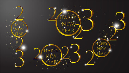 idea and concept think Creativity modern  2023 Happy New Year posters set. Design templates with  logo 2023 for celebration and season decoration. minimalistic trendy backgrounds for branding, banner,