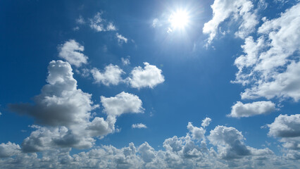 Naklejka na ściany i meble Blue sky with sunshine