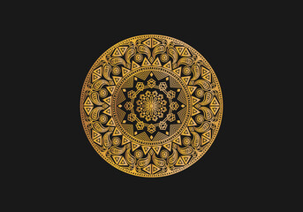 Mandala Gradient golden color Vector Premium Black color Background