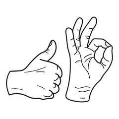 Hand gesture collection illustration  drawing  engraving  ink  line art  vector