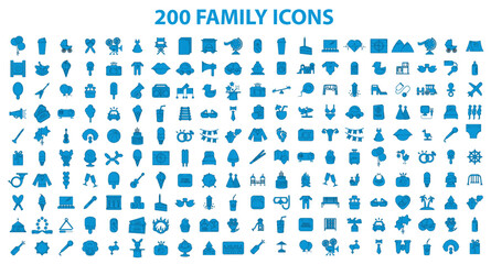 Fototapeta na wymiar 200 family celebration icons set in cartoon style for any design vector illustration