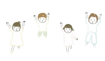楽しくジャンプしてはしゃぐ子ども達