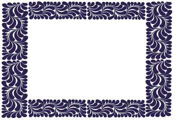 diseño de talavera en color azul, guia plumeado