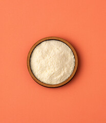 Powdered milk with nutrients in the bowl