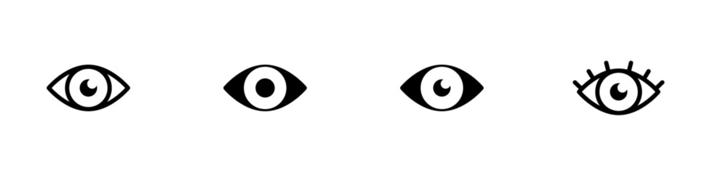 Conjunto de iconos de ojos de diferentes estilos. S&iacute;mbolo de la vista. Concepto de visi&oacute;n, observaci&oacute;n y revisi&oacute;n. ilustraci&oacute;n vectorial