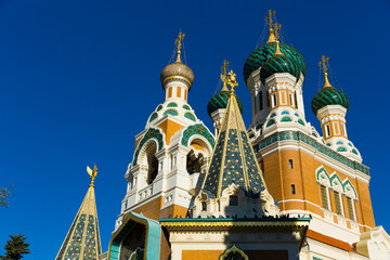 Fototapeta premium The orthodox Cathedral church of Saint Nicolas in Nice, historic architecture.