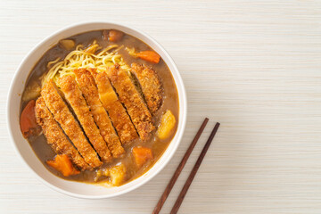 curry ramen noodles with tonkatsu fried pork cutlet